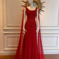 Robe de soirée longue rouge en mousseline de soie, robe de bal formelle, robe de soirée gh4902