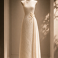 ✨Girlhomeshops-Cream Chinese Qipao Bridal Gown with 3D Floral Appliques gh10352