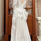 Ivory Vintage Satin Beaded Lace Ball Gown Wedding Dress, Puff Long Sleeve Bridal Prom Dress gh8725