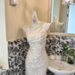 Ivory Strapless Lace Waist-Cinched Slimming Sexy Romantic Dress, Wedding Gown gh7685