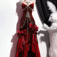 Blue/Burgundy Gorgeous Elegant Delicate Beaded Spaghetti Strap Long Ruffled Velvet Ball Gown Evening Gown Party Dress gh4169