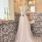 White Satin Strapless High Waist Figure-Flattering Long Romantic Dress, Wedding Gown gh7778