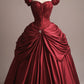 Burgundy Retro Elegant Sweetheart Neck Long Princess Ball Gown Evening Dress gh3193