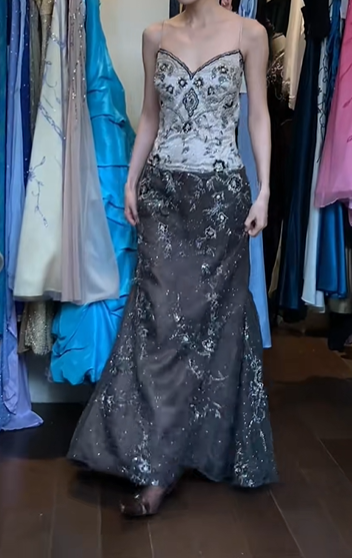 Black Grey Ombre Vintage Prom Dress Spaghetti Straps Sweetheart Hand Beaded Embroidery Mermaid Long Evening Gown gh9622