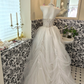 Ivory Strapless Waist-Cinched Full Flared Skirt Long Romantic Dress, Wedding Gown gh7646