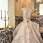 White Strapless Lace Waist-Cinched Full Flared Romantic Dress, Wedding Gown gh7519