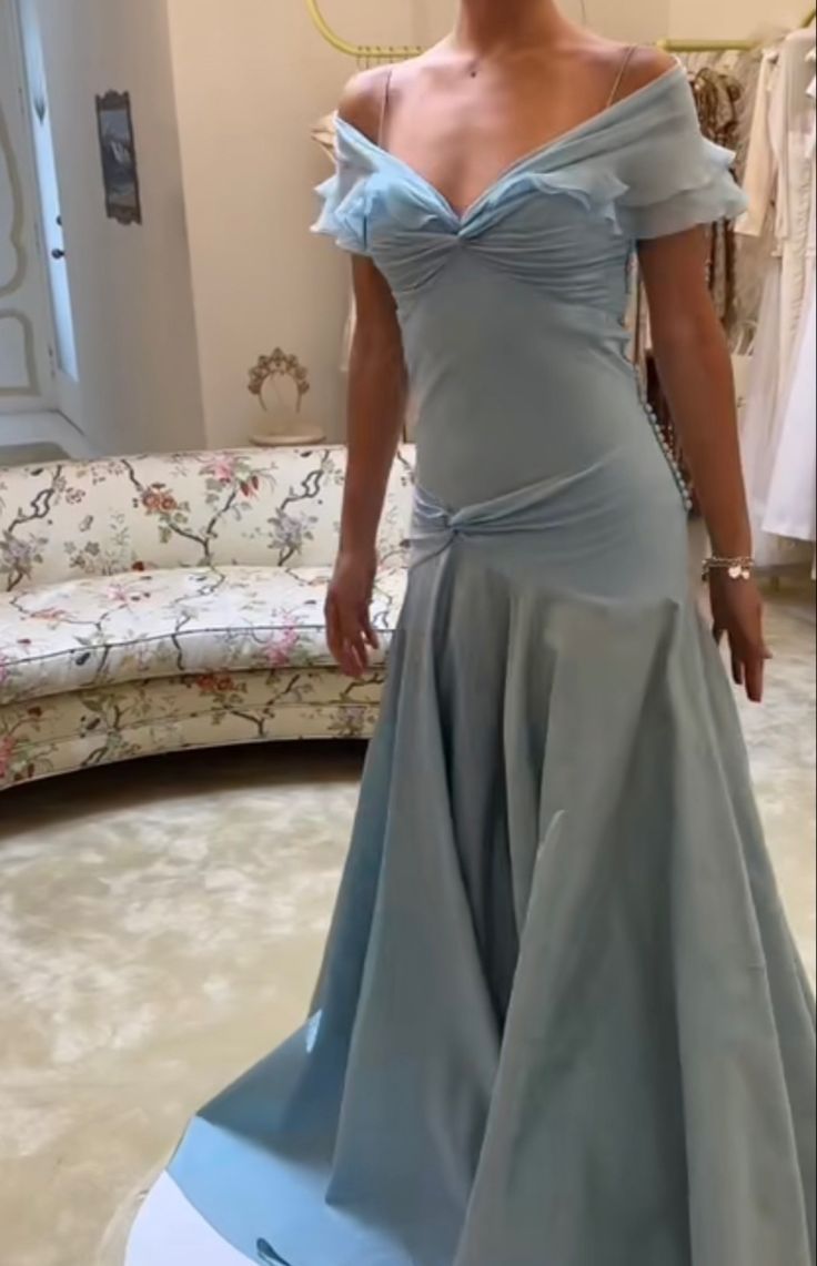 Robe de soirée longue en satin bleu, élégante et simple, épaules dénudées, robe de bal, robe de fête, robe d'anniversaire, robe de remise de diplôme, gh3018
