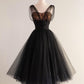 Robe de soirée courte noire en satin et tulle, de la marque girlhomeshops - hoco dresses gh5571