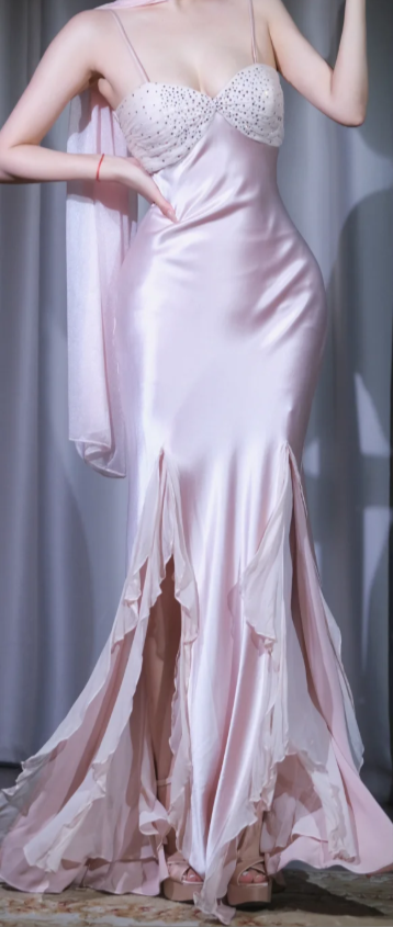 ✨Girlhomeshops-Strapless Nude Pink Ball Gown Prom Dress, Rose Beaded Embroidery Evening Gown gh9953