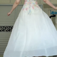 Watercolor Floral Print Long Evening Gown, Square Neck Cap Sleeve Bow Tie Chiffon A‑Line Prom Dress for Party Banquet gh8961