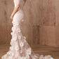 girlhomeshops-Pink Elegant Floral Long Tulle Mermaid Bodycon Ball Gown Wedding Dress gh5952