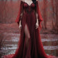 girlhomeshops-Langarm Tüll Bodenlang Schleppe Retro Elegant Ballkleid Abendkleid gh5943