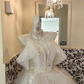 Ivory Spaghetti Strap Off-the-Shoulder Waist-Cinched Voluminous Princess Skirt Long Romantic Dress, Wedding Gown gh7722