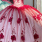 Rotes wunderschönes, exquisites, süßes Blumenapplikations-Langtüll-Ballkleid-Abendkleid-Brautkleid gh3345