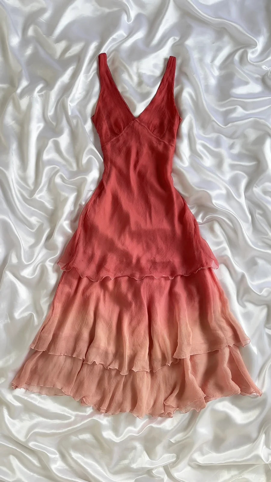 Robe de soirée rose pêche, robe d'anniversaire mi-longue/courte à volants, ombrée, gh4449