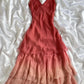 Robe de soirée rose pêche, robe d'anniversaire mi-longue/courte à volants, ombrée, gh4449