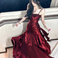 Burgund/Grün Chic Süße Lange Rüschen Ballkleid Abendkleid Partykleid gh4318