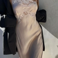 Girlhomeshops – Hellrosa, sexy, elegantes Spitzenkleid mit langem Schlitz, Ballkleid, Partykleid gh5506