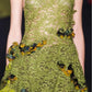 girlhomeshops - Robe midi sans manches à empiècements en dentelle et mousseline vert olive gh6311