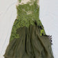 girlhomeshops - Robe midi sans manches à empiècements en dentelle et mousseline vert olive gh6311