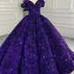 Glänzendes lila schulterfreies langes Ballkleid mit Pailletten, Abendkleid, süßes Kleid für 16-Jährige, Abschlusskleid, Zeremoniekleid für Erwachsene, gh3124
