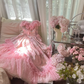 Robe de soirée en tulle rose, élégante et exquise, en dentelle florale, longue, princesse, robe de bal, robe d'anniversaire, robe de cérémonie pour adulte, gh4032