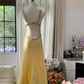 Hellgelb, wunderschön glänzend, modisch, elegant, exquisite Perlen, lang, rückenfrei, Tüll, Ballkleid, Abendkleid, Geburtstags-/Hochzeitsgast-/Feiertagspartykleid, Ballkleid, Valentinstags-Date-Kleid, gh4034