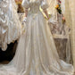 🎻Ivory white gorgeous beaded retro classical oil painting aristocratic girl handmade pearls and embroidery long floor-length satin ball gown evening dress wedding dress gh4543