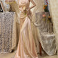 Morandi hellrosa florales langes Satin-Ballkleid, Abendkleid, Partykleid, gh4489