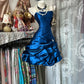 girlhomeshops – Blaues Satin-Schulkleid, kurzes Geburtstagskleid gh6233