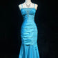 Blue Elegant Gorgeous Vintage Exquisite Beaded Long Mermaid Slim Satin Ball Gown Evening Dress Party Dress Prom Dress gh3871