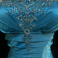 Blue Elegant Gorgeous Vintage Exquisite Beaded Long Mermaid Slim Satin Ball Gown Evening Dress Party Dress Prom Dress gh3871