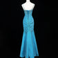 Blue Elegant Gorgeous Vintage Exquisite Beaded Long Mermaid Slim Satin Ball Gown Evening Dress Party Dress Prom Dress gh3871