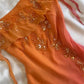 Orange Gradient Exquisite Beaded Spaghetti Strap Midi Chiffon Slim Ball Gown Evening Dress Party Dress Prom Dress gh3214
