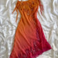 Orange Gradient Exquisite Beaded Spaghetti Strap Midi Chiffon Slim Ball Gown Evening Dress Party Dress Prom Dress gh3214