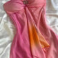 Robe de soirée élégante en mousseline de soie rose magnifique, sans bretelles, dégradée, longue, gh3179