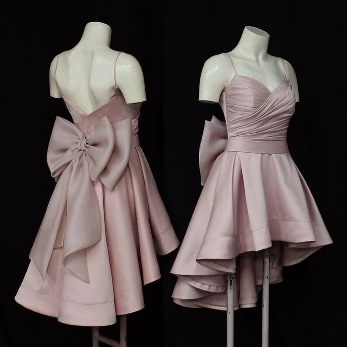 girlhomeshops - Robe de soirée courte en satin, élégante et simple, gh5632