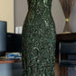 Robe de soirée longue en tulle vert brillant, élégante, délicate, avec des appliques de perles, à bretelles spaghetti, sirène, slim, gh3190