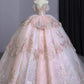 Pink Beaded Long Tulle Ball Gown Evening Dress gh4830