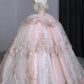 Pink Beaded Long Tulle Ball Gown Evening Dress gh4830