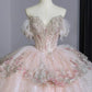 Pink Beaded Long Tulle Ball Gown Evening Dress gh4830