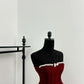 Rot glänzend süß süß schweres rotes Samt-Tube-Top kurzer Schleifenrock Homecoming-Kleid Geburtstagsparty-Kleid Urlaub kleines Kleid gh3942