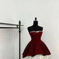 Rot glänzend süß süß schweres rotes Samt-Tube-Top kurzer Schleifenrock Homecoming-Kleid Geburtstagsparty-Kleid Urlaub kleines Kleid gh3942