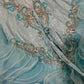 Robe de soirée longue en tulle et organza bleu magnifique et perlée gh4431