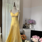 Hellgelb, wunderschön glänzend, modisch, elegant, exquisite Perlen, lang, rückenfrei, Tüll, Ballkleid, Abendkleid, Geburtstags-/Hochzeitsgast-/Feiertagspartykleid, Ballkleid, Valentinstags-Date-Kleid, gh4034