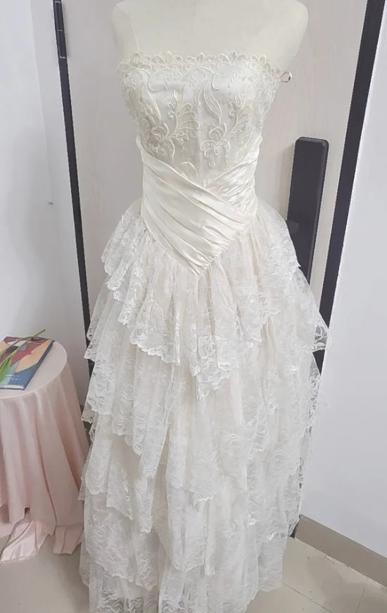girlhomeshops – Weißes, langes, elegantes Ballkleid aus Tüll, gh5565