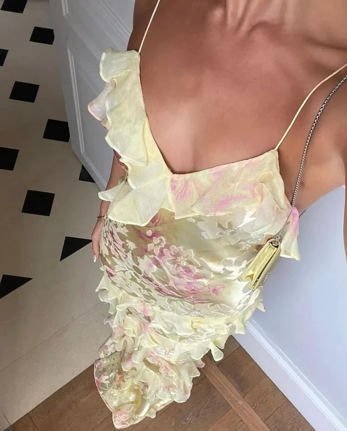 Yellow fashion elegant layered tulle long ball gown backless mermaid slim fit evening gown party dress gh2797