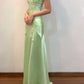 Green V-neck exquisite embroidery long satin ball gown evening dress gh2939