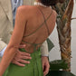 Grünes schlichtes, elegantes, rückenfreies, langes Satin-Ballkleid mit Schnürung, Abendkleid, Partykleid, Hochzeitsgastkleid gh3587