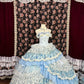 Robe de soirée longue en satin et tulle, motif floral bleu, élégante et mignonne, gh4769